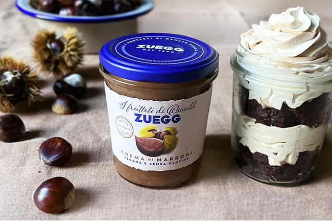 Trifle con torta al cioccolato e mousse di castagne – senza glutine e lattosio